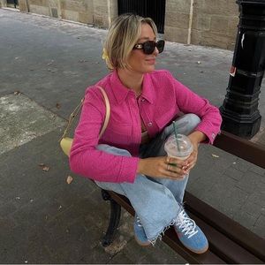 ZARA WOMAN NEW TEXTURED SHORT BLAZER SIZE XS